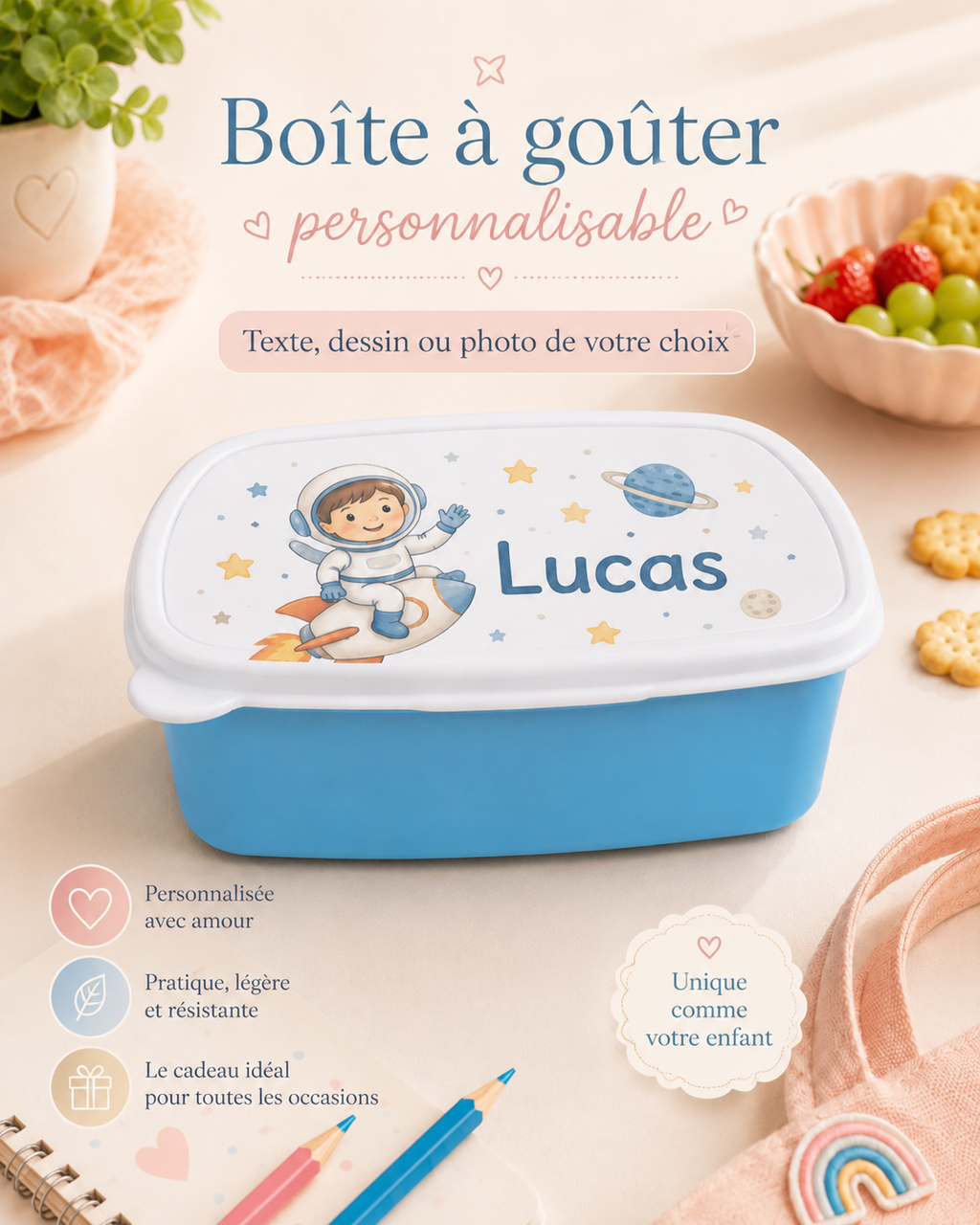 🎒 Boîtes à goûter personnalisables 🍪