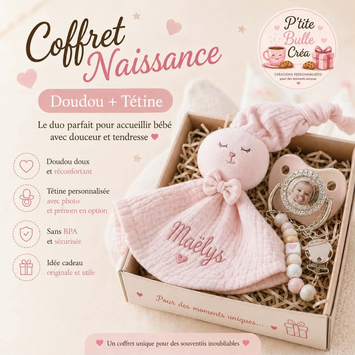 🎁 Petit coffret naissance personnalisable 🍼🧸