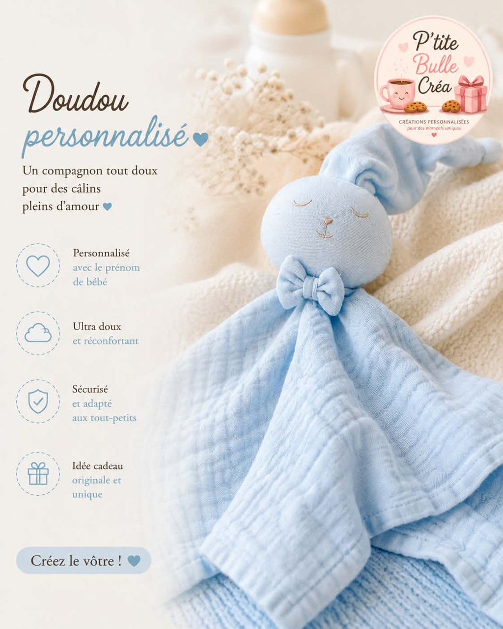 🧸 Doudou personnalisable ✨