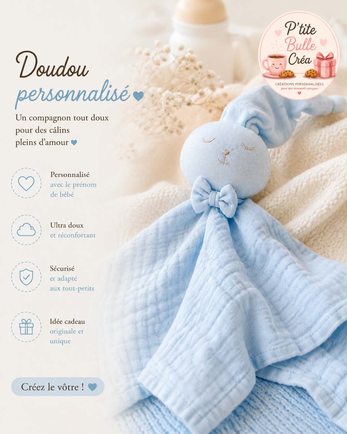 🧸 Doudou personnalisable ✨