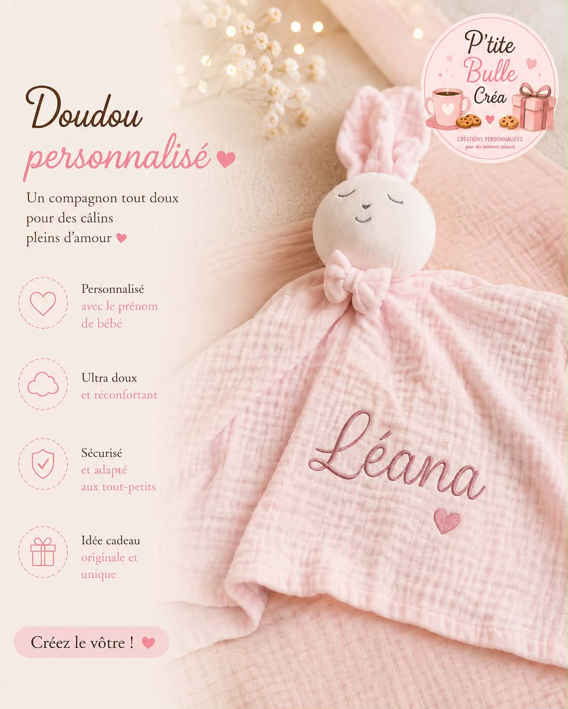 🧸 Doudou personnalisable ✨